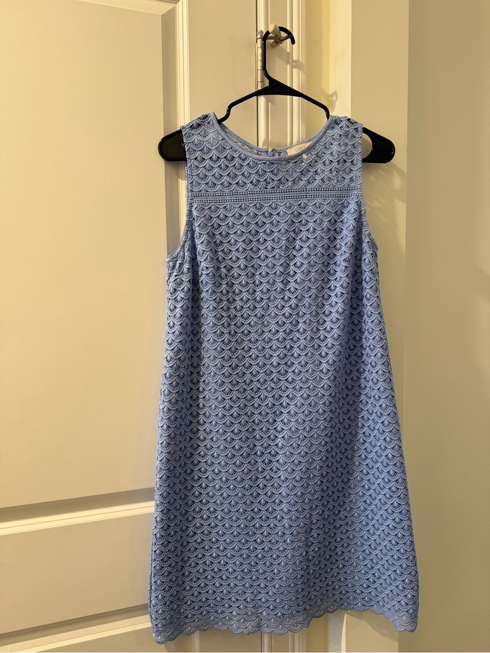 LOFT Light Blue Crochet Shift Dress
